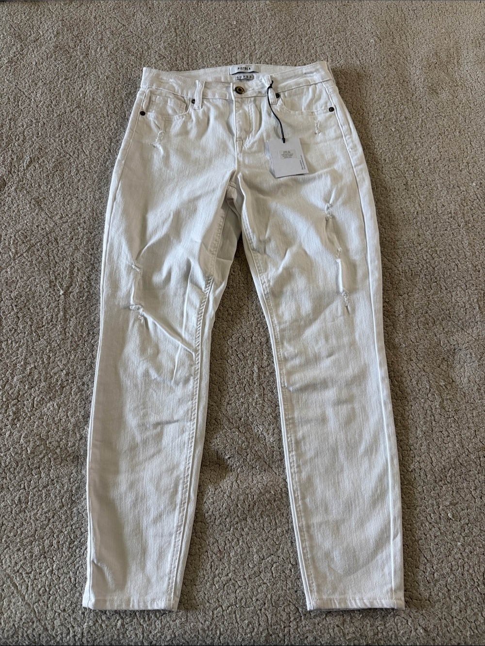 pistola High Waisted White Cropped Ankle Jeans Size 28 New